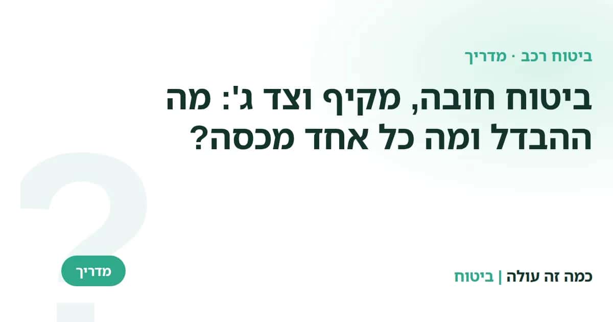 ביטוח חובה, מקיף וצד ג': מה ההבדל ומה כל אחד מכסה
