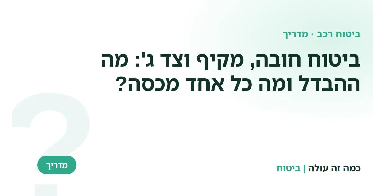 ביטוח חובה, מקיף וצד ג': מה ההבדל ומה כל אחד מכסה