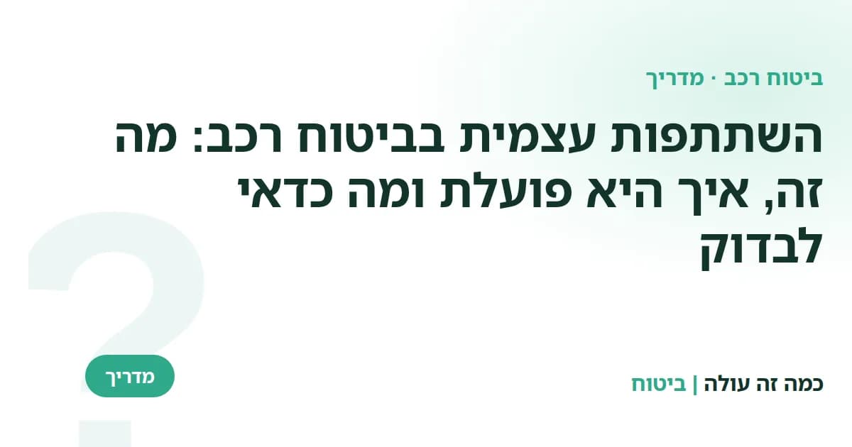 השתתפות עצמית בביטוח רכב: מה זה, איך היא פועלת ומה כדאי לבדוק